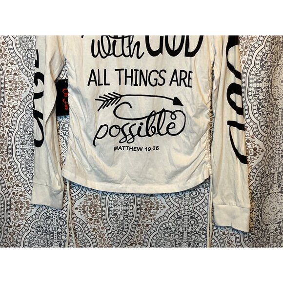 Christian Long Sleeve Top With Bible Verses God Is Good Psalm 100:5 & Matthew 19 - Picture 8 of 9